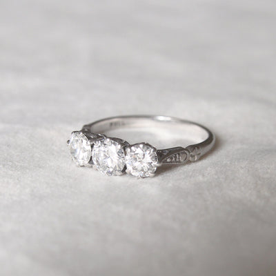 Vintage 1.30 Carat Brilliant Cut Diamond Three Stone