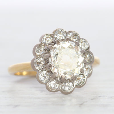 Edwardian 2.40 Carat Old Mine Cut Diamond Cluster