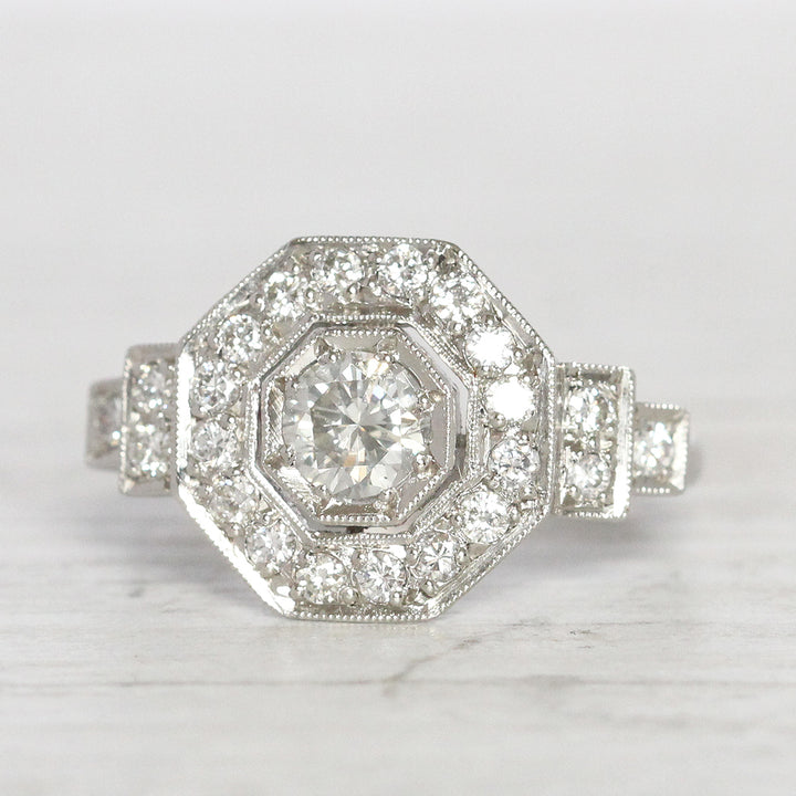 Art Deco Style 1 Carat Brilliant Cut Diamond Octagonal Cluster