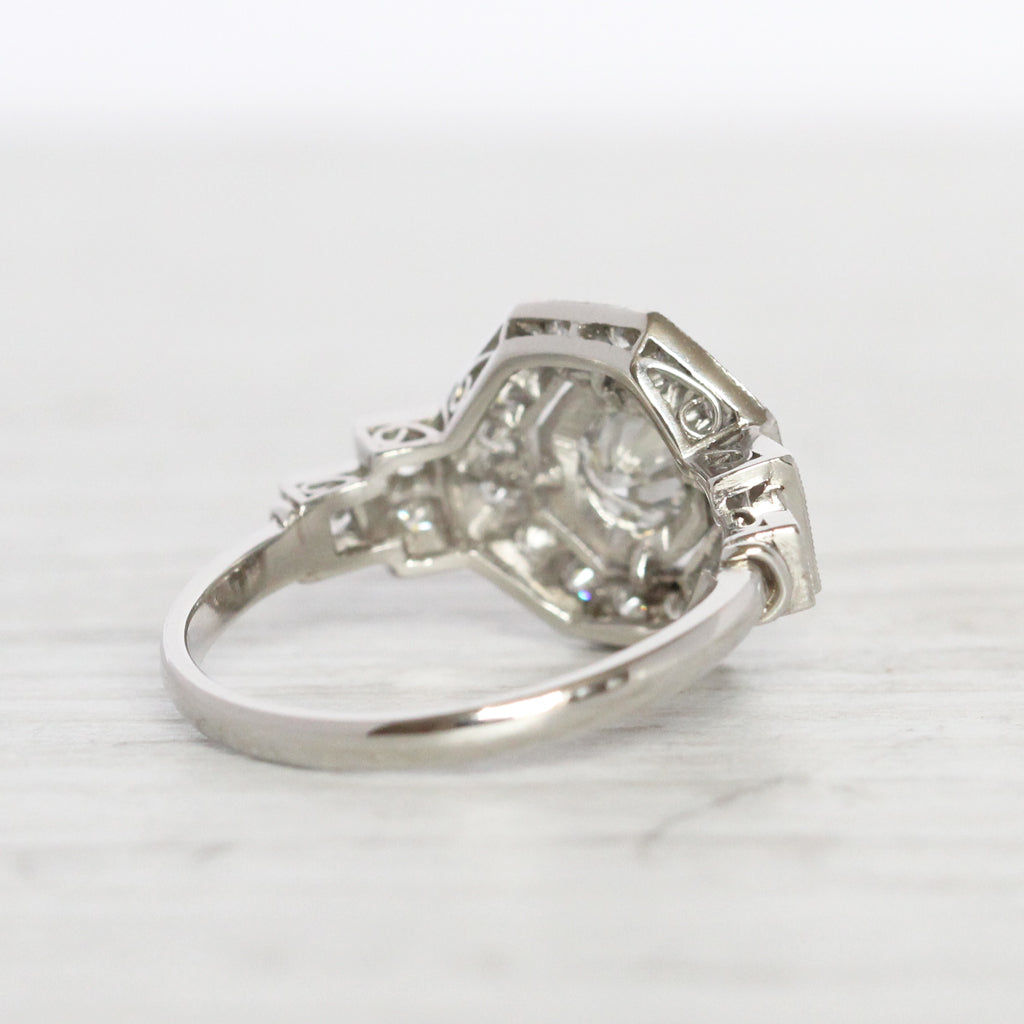 Art Deco Style 1 Carat Brilliant Cut Diamond Octagonal Cluster