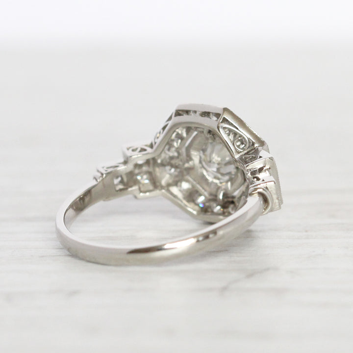 Art Deco Style 1 Carat Brilliant Cut Diamond Octagonal Cluster