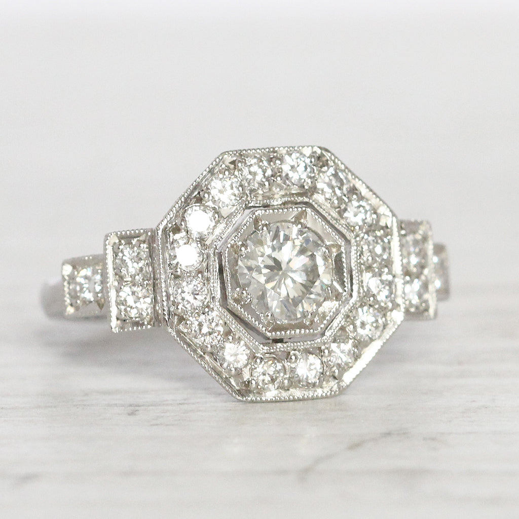 Art Deco Style 1 Carat Brilliant Cut Diamond Octagonal Cluster