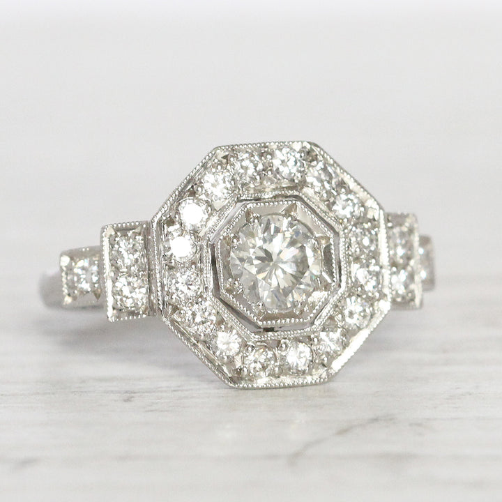 Art Deco Style 1 Carat Brilliant Cut Diamond Octagonal Cluster