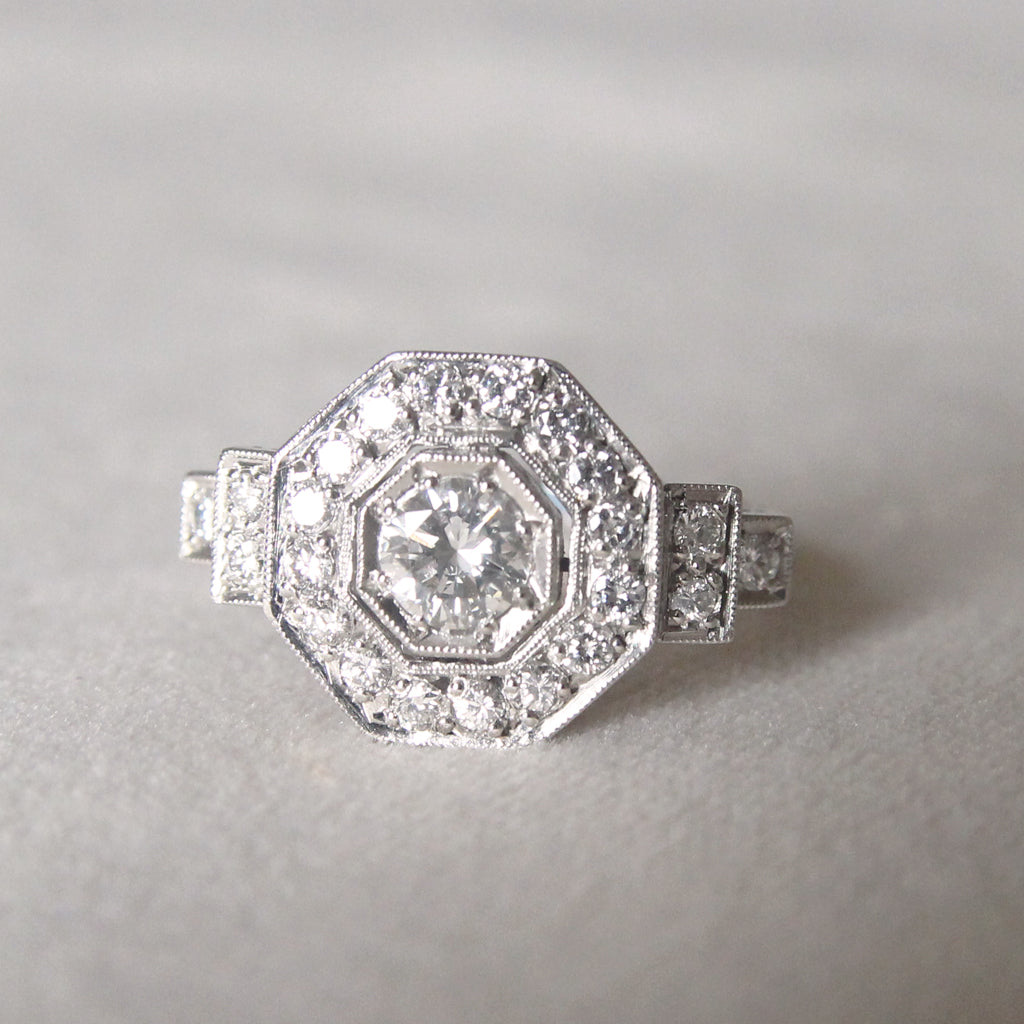Art Deco Style 1 Carat Brilliant Cut Diamond Octagonal Cluster