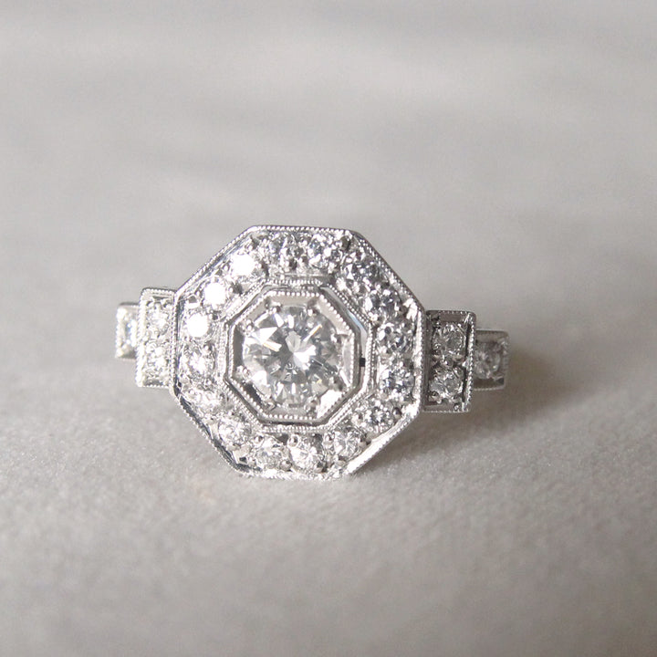 Art Deco Style 1 Carat Brilliant Cut Diamond Octagonal Cluster
