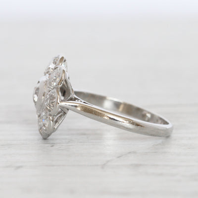 Art Deco 1.85 Carat Old Cut Diamond Daisy Cluster
