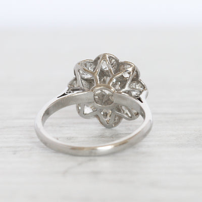 Art Deco 1.85 Carat Old Cut Diamond Daisy Cluster