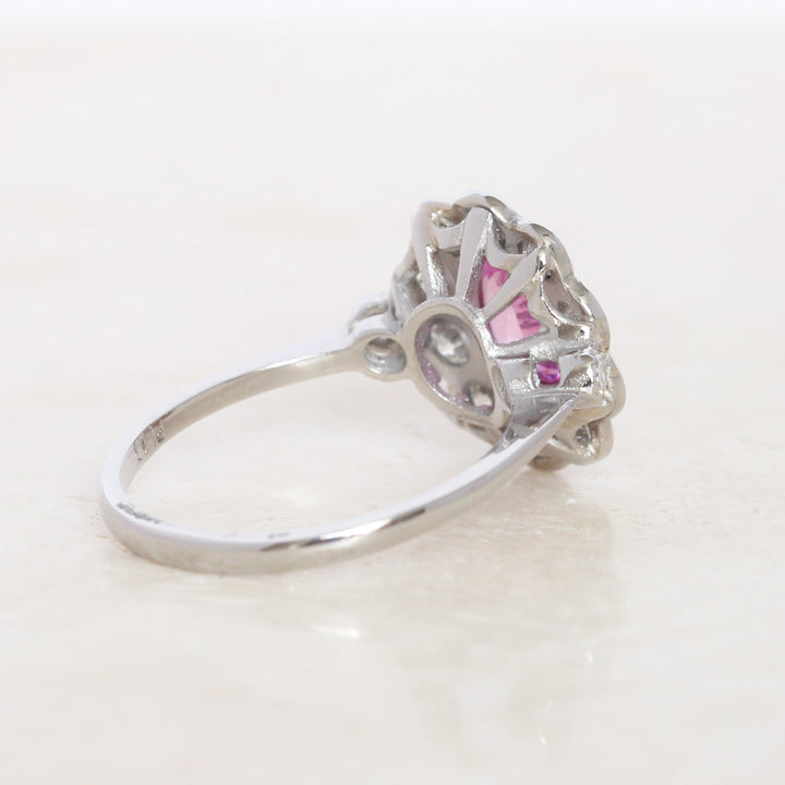 Vintage Style 1.10 Pink Sapphire and Diamond Cluster