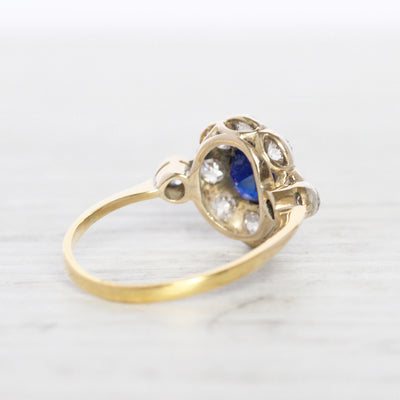 Victorian 0.60 Carat Sapphire and Old Cut Diamond Cluster