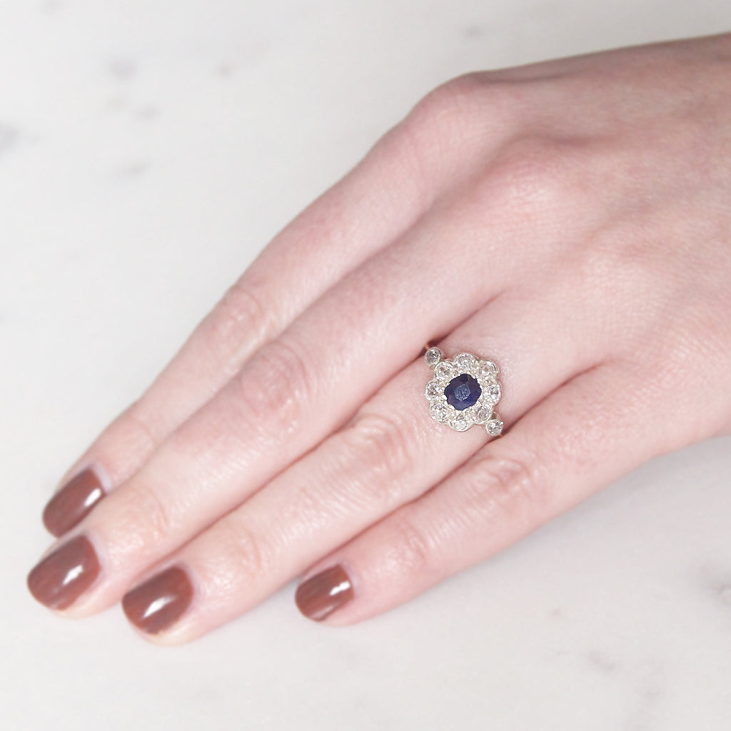 Victorian 0.60 Carat Sapphire and Old Cut Diamond Cluster