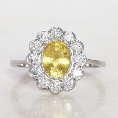 Vintage Style 2.15 Carat Yellow Sapphire and Diamond Cluster