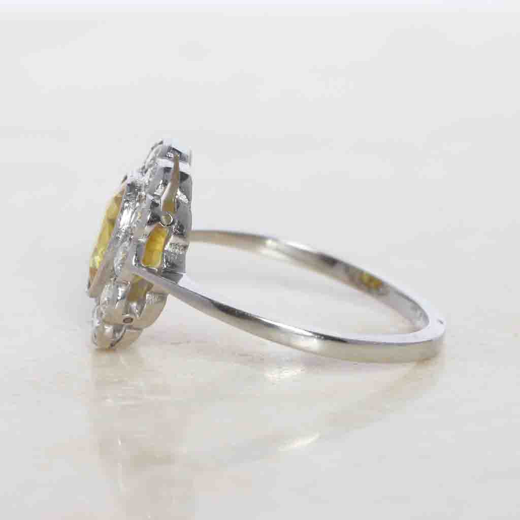 Vintage Style 2.15 Carat Yellow Sapphire and Diamond Cluster