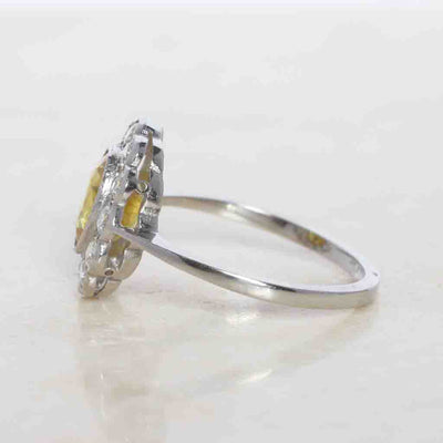 Vintage Style 2.15 Carat Yellow Sapphire and Diamond Cluster