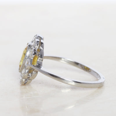 Vintage Style 2.15 Carat Yellow Sapphire and Diamond Cluster