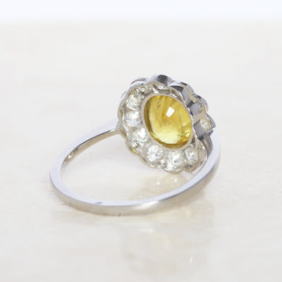 Vintage Style 2.15 Carat Yellow Sapphire and Diamond Cluster