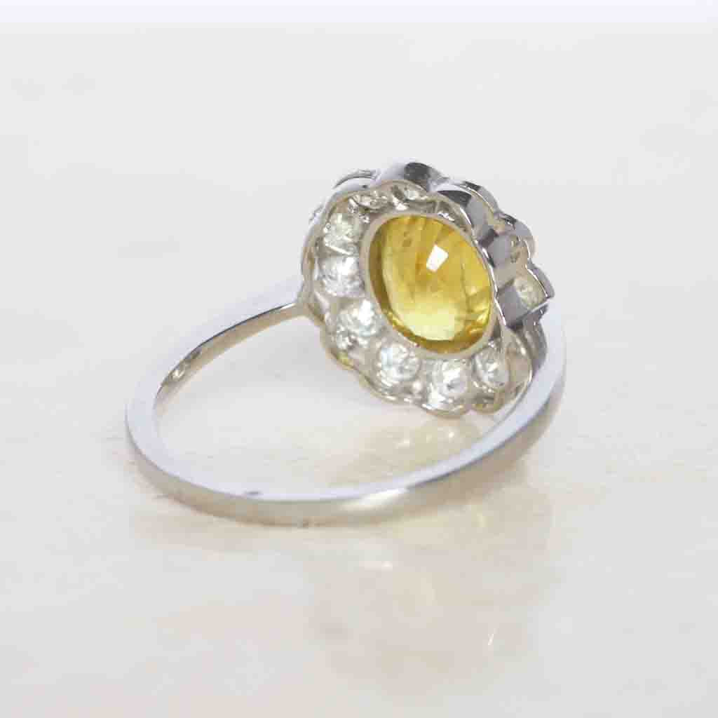 Vintage Style 2.15 Carat Yellow Sapphire and Diamond Cluster