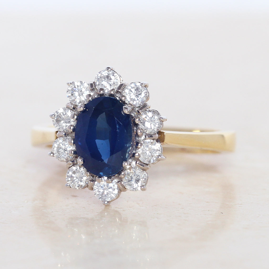 Vintage 1.40 Carat Sapphire and Diamond Cluster