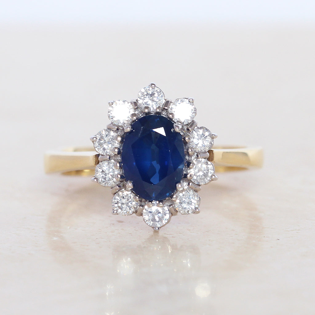 Vintage 1.40 Carat Sapphire and Diamond Cluster