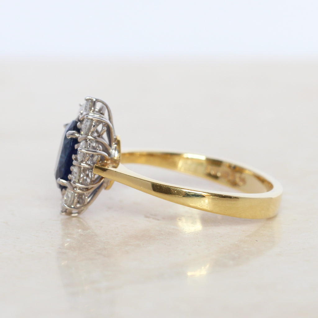 Vintage 1.40 Carat Sapphire and Diamond Cluster