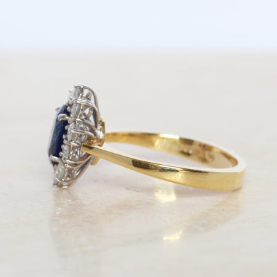 Vintage 1.40 Carat Sapphire and Diamond Cluster