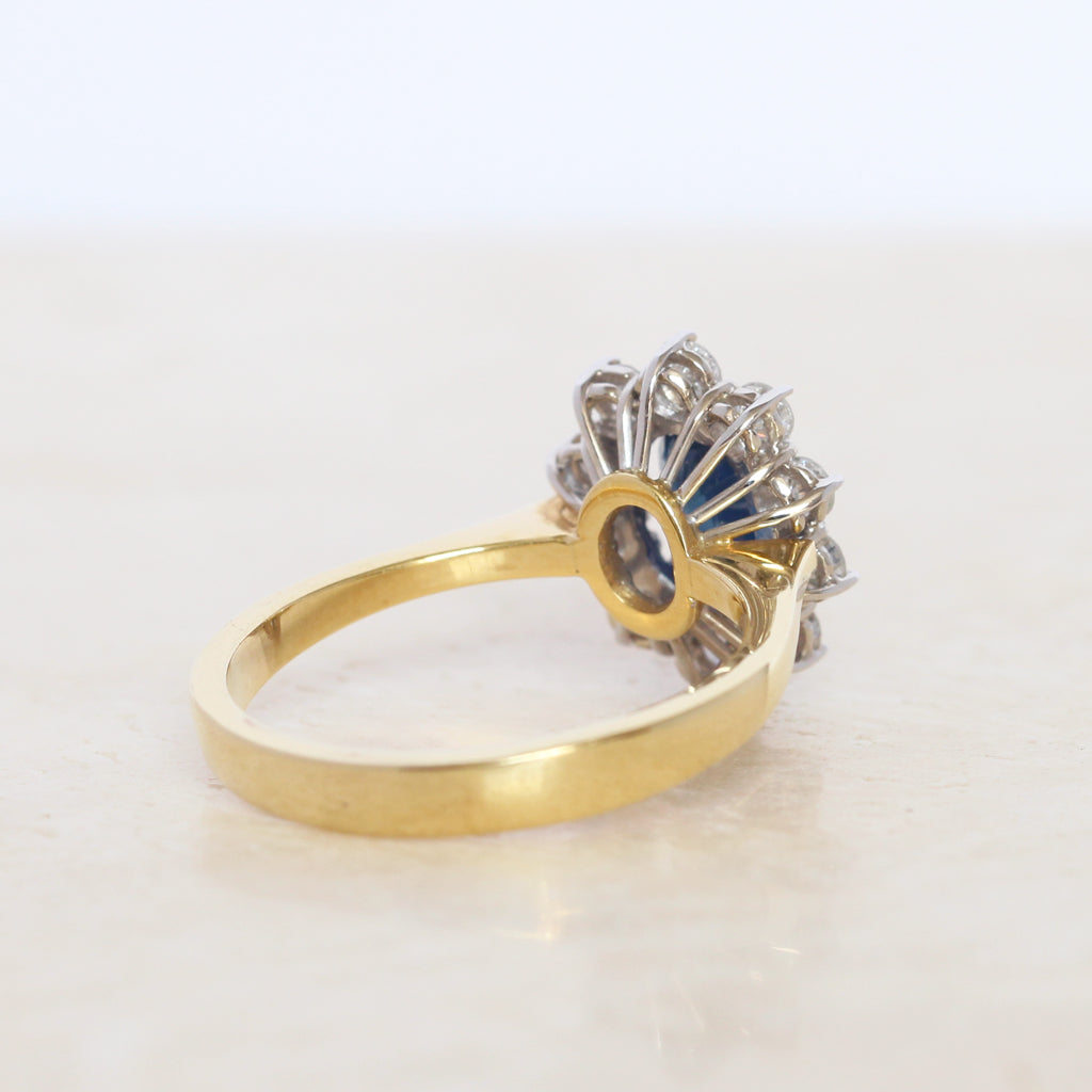 Vintage 1.40 Carat Sapphire and Diamond Cluster