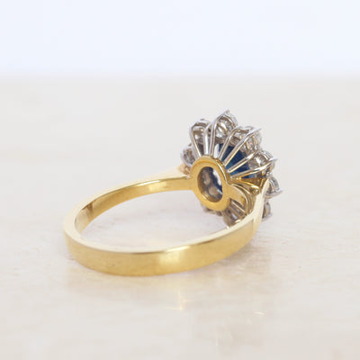 Vintage 1.40 Carat Sapphire and Diamond Cluster