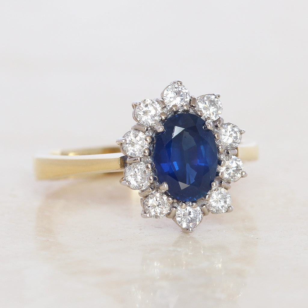 Vintage 1.40 Carat Sapphire and Diamond Cluster