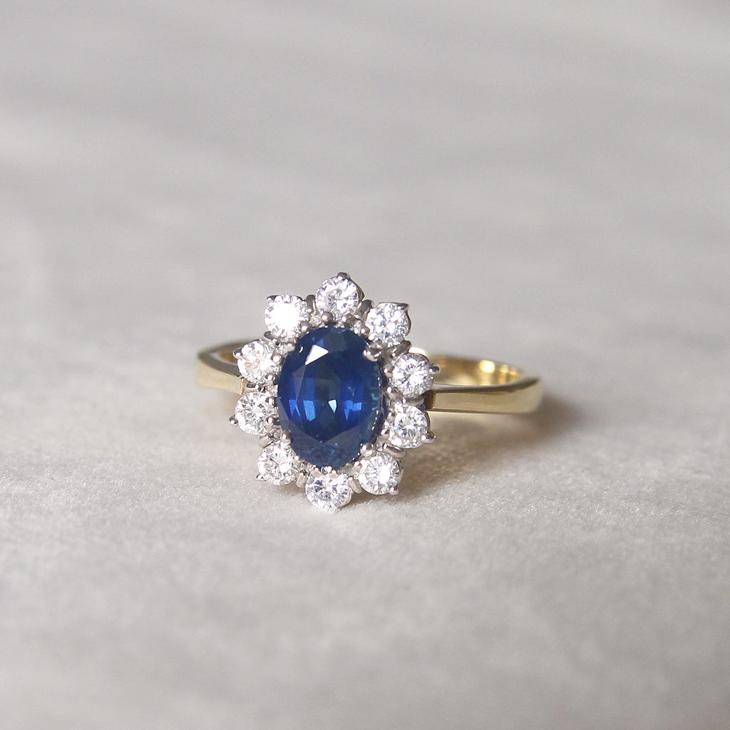 Vintage 1.40 Carat Sapphire and Diamond Cluster