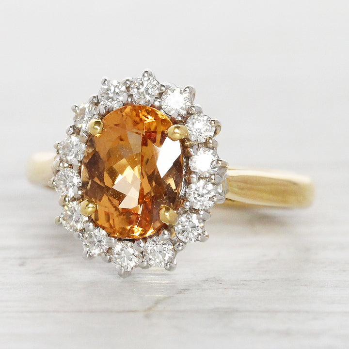 Vintage 2.25 Carat Topaz and Diamond Cluster