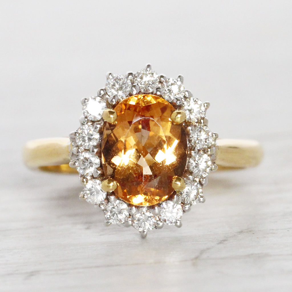 Vintage 2.25 Carat Topaz and Diamond Cluster