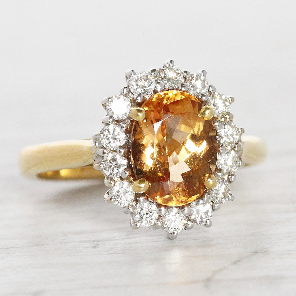 Vintage 2.25 Carat Topaz and Diamond Cluster