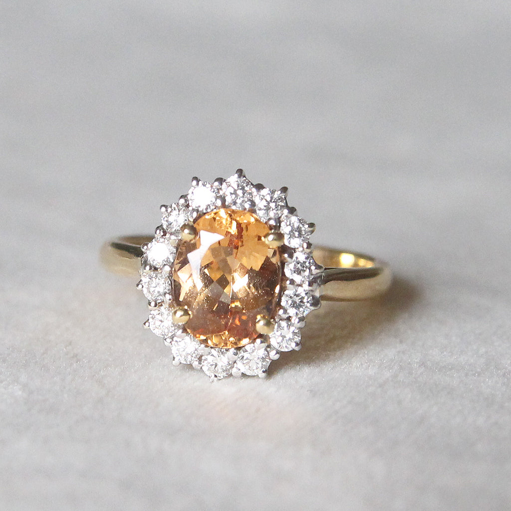 Vintage 2.25 Carat Topaz and Diamond Cluster