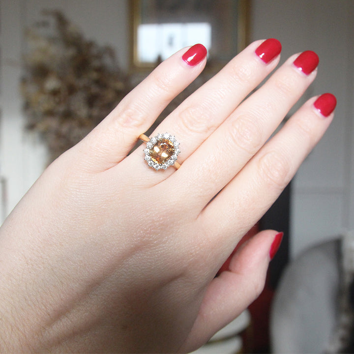 Vintage 2.25 Carat Topaz and Diamond Cluster