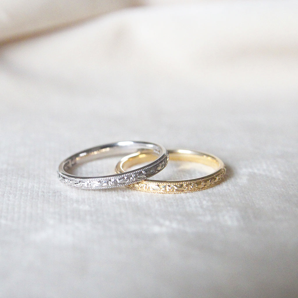 The Orange Blossom Band Vintage Style Engraved Wedding Band