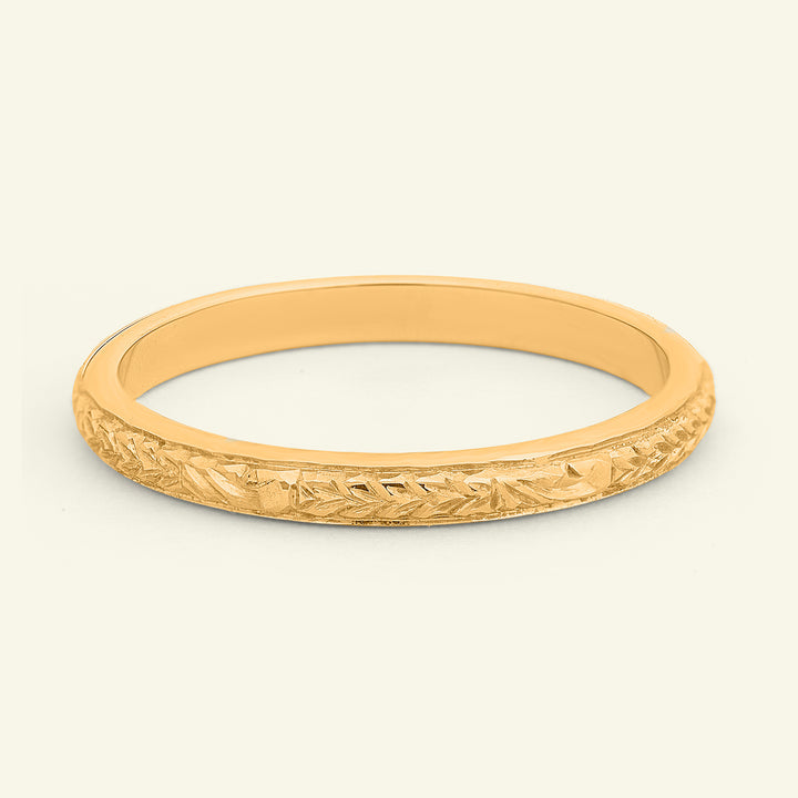 The Grace Wedding Band - Art Deco Style Engraved Wedding Band