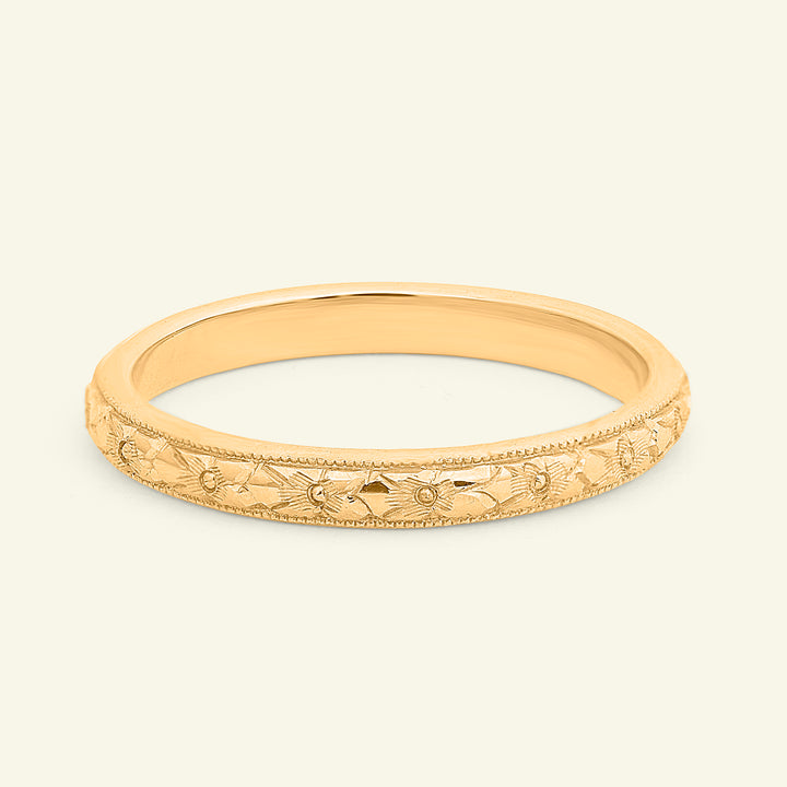 The Orange Blossom Band - Vintage Style Engraved Wedding Band