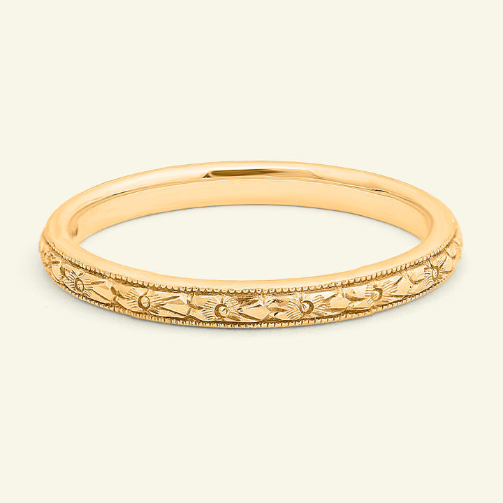 The Orange Blossom Band - Vintage Style Engraved Wedding Band