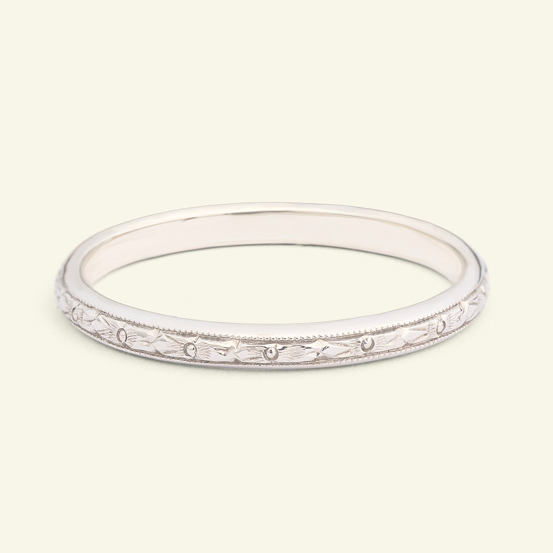 The Orange Blossom Band - Vintage Style Engraved Wedding Band