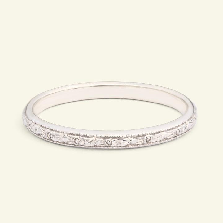 The Orange Blossom Band - Vintage Style Engraved Wedding Band