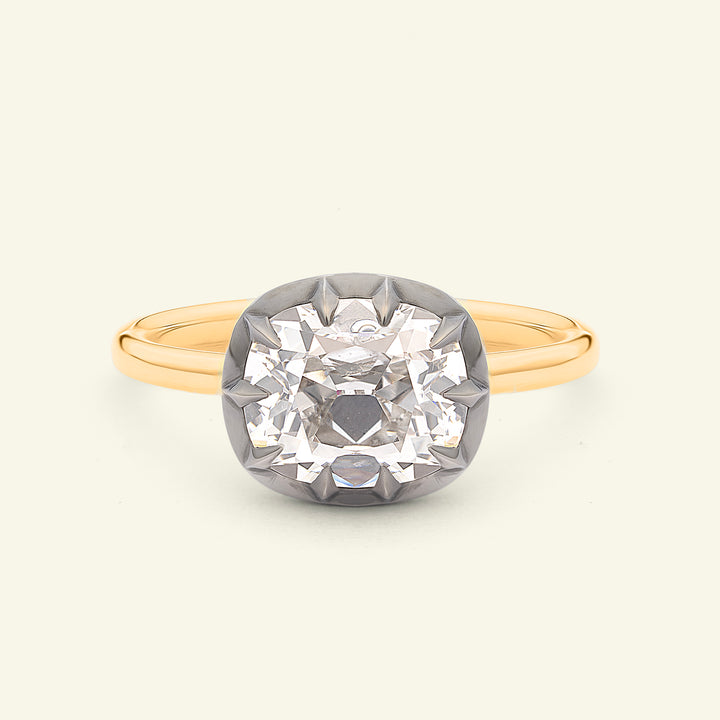 The Henrietta Engagement Ring - 2.09 Carat Antique Cushion Cut Celeste Diamond®
