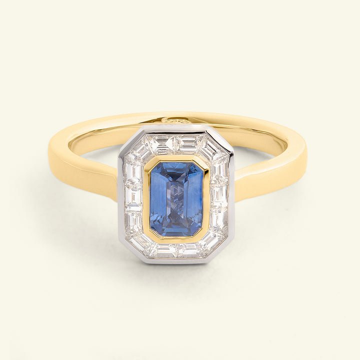 Art Deco Style 0.58 Carat Sapphire and Diamond Cluster