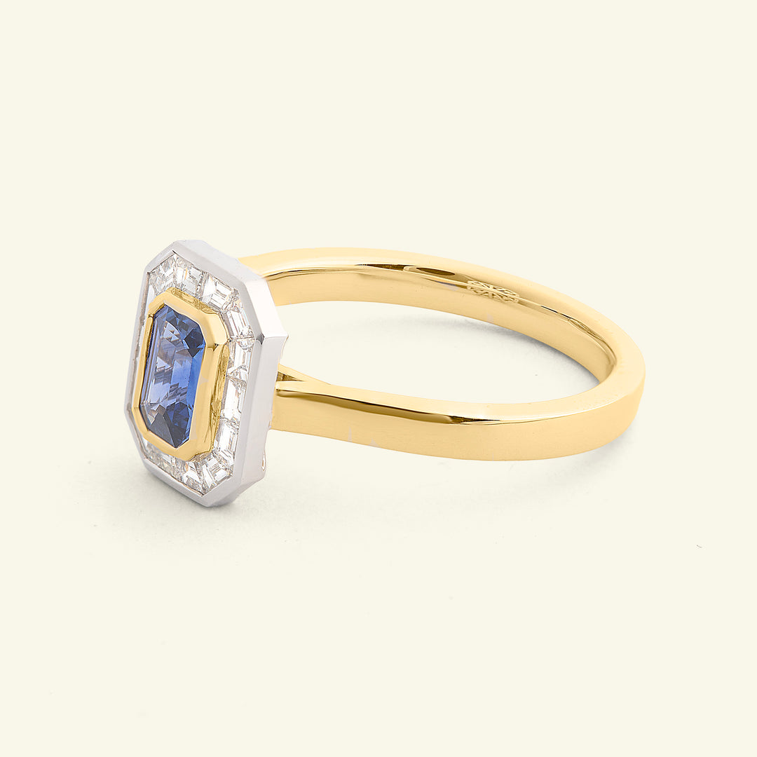Art Deco Style 0.58 Carat Sapphire and Diamond Cluster