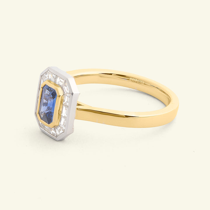 Art Deco Style 0.58 Carat Sapphire and Diamond Cluster