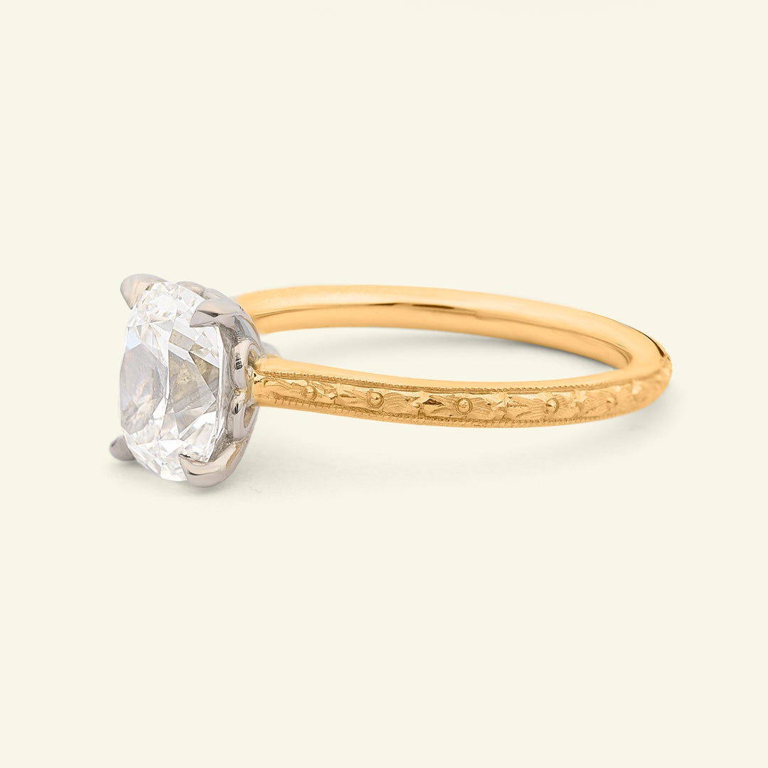 The Georgia X Orange Blossom Engagement Ring - 1.54 Carat Antique Cushion Cut Celeste Diamond®