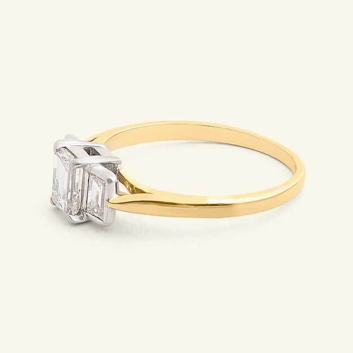 Vintage 1.03 Carat Emerald Cut Diamond Three Stone