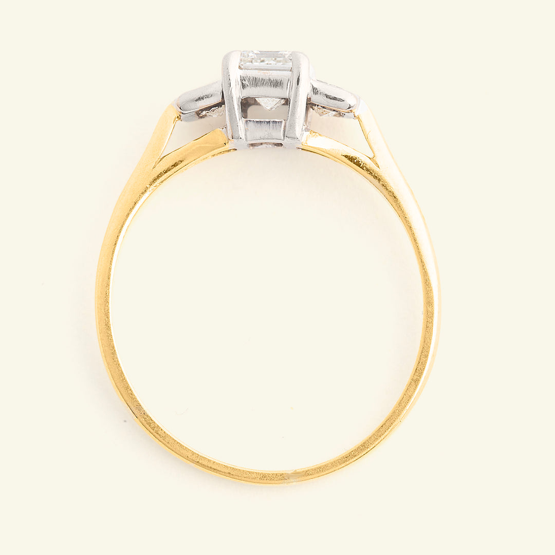 Vintage 1.03 Carat Emerald Cut Diamond Three Stone
