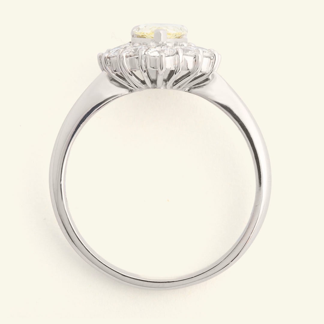Vintage Style 1.57 Carat Yellow and White Diamond Pear Shape Cluster