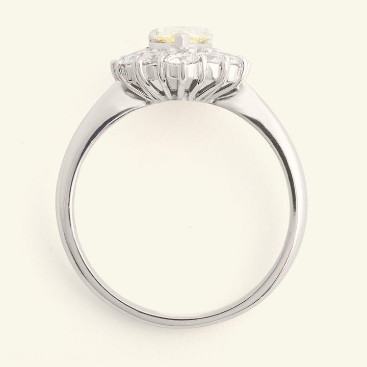 Vintage Style 1.57 Carat Yellow and White Diamond Pear Shape Cluster