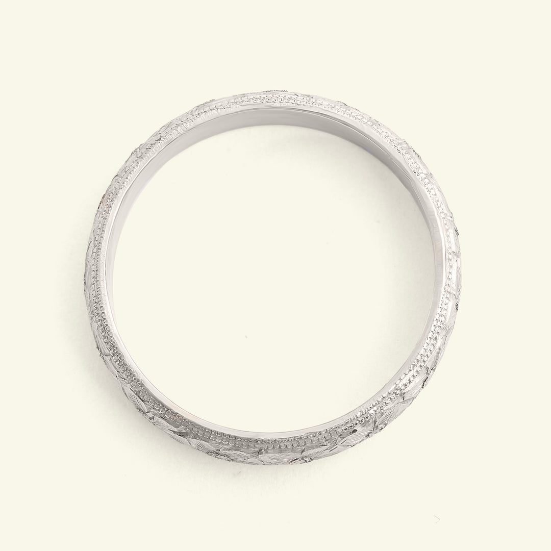 Vintage 5mm Orange Blossom Engraved Platinum Wedding Band