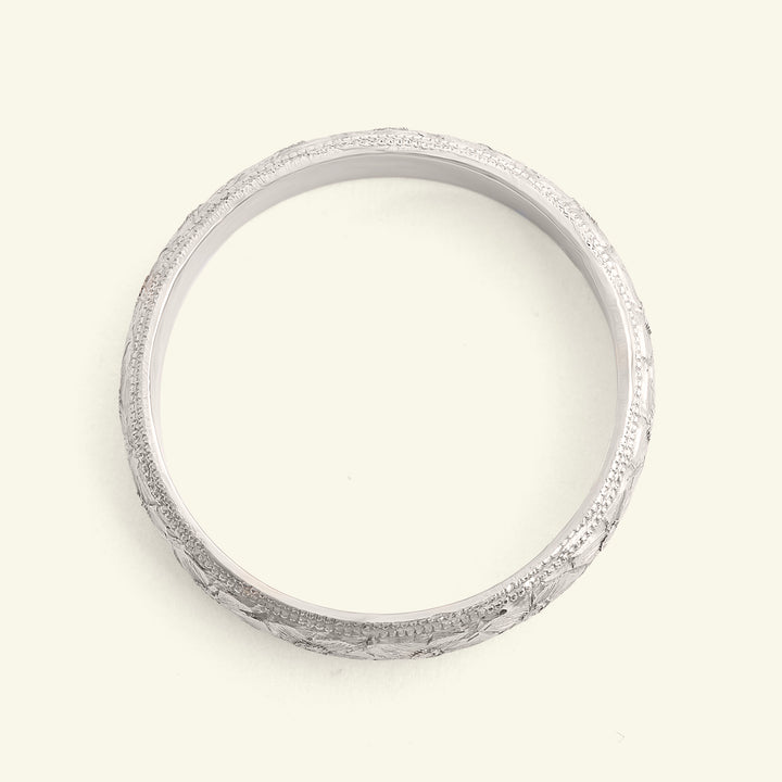 Vintage 5mm Orange Blossom Engraved Platinum Wedding Band